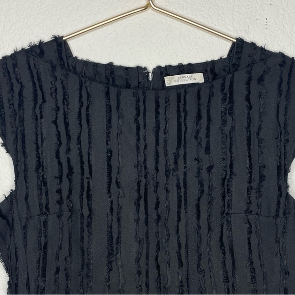 VERSACE dress mini black sleeveless sz 6 or EU 42 vertical texture - Picture 4 of 10